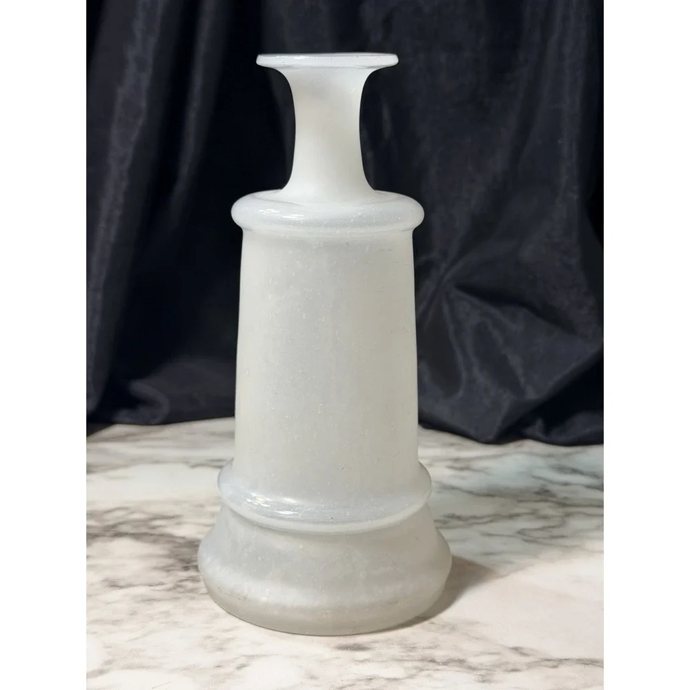 Antique Bristol White‎ Satin Glass Hand Painted Vase/Bottle 8